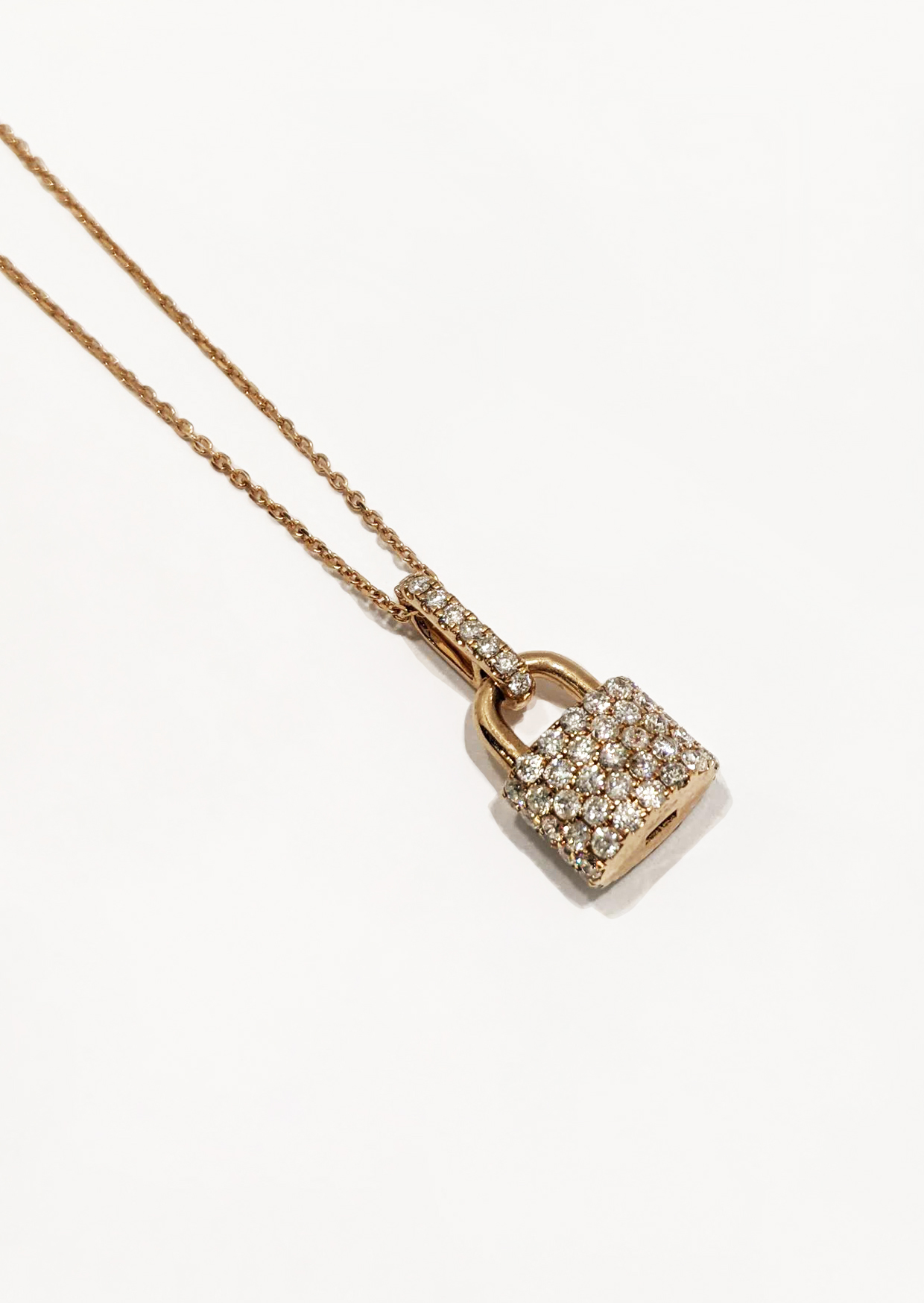 Rose Gold Diamond Padlock Necklace